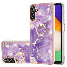 Silicone Candy Rubber Gel Fashionable Pattern Soft Case Cover with Finger Ring Stand Y05B for Samsung Galaxy A04s Purple