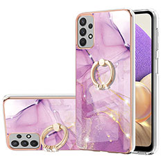 Silicone Candy Rubber Gel Fashionable Pattern Soft Case Cover with Finger Ring Stand Y05B for Samsung Galaxy A23 4G Clove Purple