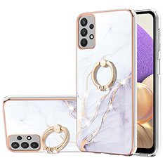 Silicone Candy Rubber Gel Fashionable Pattern Soft Case Cover with Finger Ring Stand Y05B for Samsung Galaxy A73 5G White