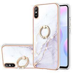 Silicone Candy Rubber Gel Fashionable Pattern Soft Case Cover with Finger Ring Stand Y05B for Xiaomi Redmi 9A White