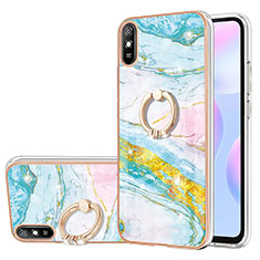 Silicone Candy Rubber Gel Fashionable Pattern Soft Case Cover with Finger Ring Stand Y05B for Xiaomi Redmi 9i Colorful