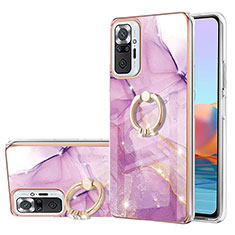 Silicone Candy Rubber Gel Fashionable Pattern Soft Case Cover with Finger Ring Stand Y05B for Xiaomi Redmi Note 10 Pro 4G Clove Purple