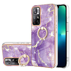 Silicone Candy Rubber Gel Fashionable Pattern Soft Case Cover with Finger Ring Stand Y05B for Xiaomi Redmi Note 11 5G Purple