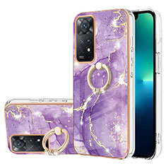 Silicone Candy Rubber Gel Fashionable Pattern Soft Case Cover with Finger Ring Stand Y05B for Xiaomi Redmi Note 11 Pro 4G Purple