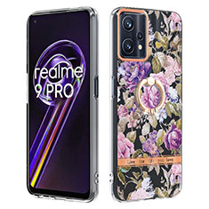 Silicone Candy Rubber Gel Fashionable Pattern Soft Case Cover with Finger Ring Stand Y06B for Realme 9 Pro 5G Clove Purple