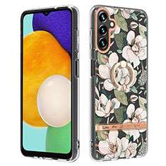 Silicone Candy Rubber Gel Fashionable Pattern Soft Case Cover with Finger Ring Stand Y06B for Samsung Galaxy A04s White