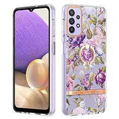 Silicone Candy Rubber Gel Fashionable Pattern Soft Case Cover with Finger Ring Stand Y06B for Samsung Galaxy A23 4G Clove Purple