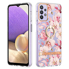 Silicone Candy Rubber Gel Fashionable Pattern Soft Case Cover with Finger Ring Stand Y06B for Samsung Galaxy A23 4G Pink