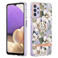 Silicone Candy Rubber Gel Fashionable Pattern Soft Case Cover with Finger Ring Stand Y06B for Samsung Galaxy A23 4G White