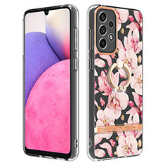 Silicone Candy Rubber Gel Fashionable Pattern Soft Case Cover with Finger Ring Stand Y06B for Samsung Galaxy A33 5G Pink