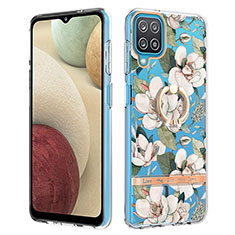 Silicone Candy Rubber Gel Fashionable Pattern Soft Case Cover with Finger Ring Stand Y06B for Samsung Galaxy F12 White