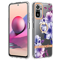 Silicone Candy Rubber Gel Fashionable Pattern Soft Case Cover with Finger Ring Stand Y06B for Xiaomi Poco M5S Purple