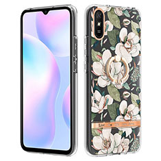 Silicone Candy Rubber Gel Fashionable Pattern Soft Case Cover with Finger Ring Stand Y06B for Xiaomi Redmi 9A White