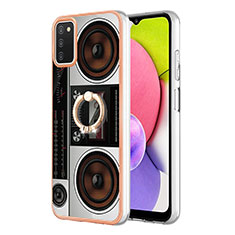 Silicone Candy Rubber Gel Fashionable Pattern Soft Case Cover with Finger Ring Stand YB2 for Samsung Galaxy A02s Colorful