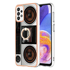 Silicone Candy Rubber Gel Fashionable Pattern Soft Case Cover with Finger Ring Stand YB2 for Samsung Galaxy A73 5G Colorful