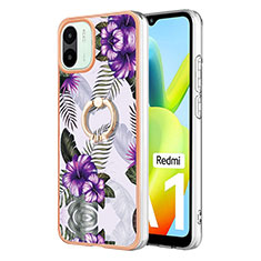 Silicone Candy Rubber Gel Fashionable Pattern Soft Case Cover with Finger Ring Stand YB3 for Xiaomi Redmi A1 Purple
