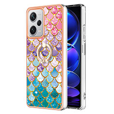 Silicone Candy Rubber Gel Fashionable Pattern Soft Case Cover with Finger Ring Stand YB3 for Xiaomi Redmi Note 12 Explorer Colorful