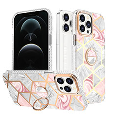 Silicone Candy Rubber Gel Fashionable Pattern Soft Case Cover with Finger Ring Stand YJ1 for Apple iPhone 13 Pro Max Mixed