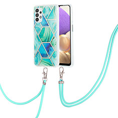 Silicone Candy Rubber Gel Fashionable Pattern Soft Case Cover with Lanyard Strap Y01B for Samsung Galaxy A23 5G Green