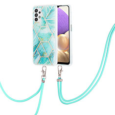 Silicone Candy Rubber Gel Fashionable Pattern Soft Case Cover with Lanyard Strap Y01B for Samsung Galaxy A23 5G Matcha Green