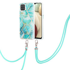 Silicone Candy Rubber Gel Fashionable Pattern Soft Case Cover with Lanyard Strap Y01B for Samsung Galaxy M12 Matcha Green