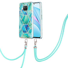 Silicone Candy Rubber Gel Fashionable Pattern Soft Case Cover with Lanyard Strap Y01B for Xiaomi Mi 10T Lite 5G Green