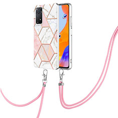 Silicone Candy Rubber Gel Fashionable Pattern Soft Case Cover with Lanyard Strap Y01B for Xiaomi Redmi Note 11 Pro 4G Pink