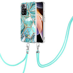 Silicone Candy Rubber Gel Fashionable Pattern Soft Case Cover with Lanyard Strap Y01B for Xiaomi Redmi Note 11 Pro+ Plus 5G Matcha Green