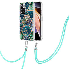 Silicone Candy Rubber Gel Fashionable Pattern Soft Case Cover with Lanyard Strap Y01B for Xiaomi Redmi Note 11 Pro+ Plus 5G Midnight Green