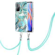 Silicone Candy Rubber Gel Fashionable Pattern Soft Case Cover with Lanyard Strap Y01B for Xiaomi Redmi Note 11S 5G Matcha Green