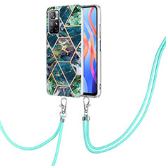 Silicone Candy Rubber Gel Fashionable Pattern Soft Case Cover with Lanyard Strap Y01B for Xiaomi Redmi Note 11S 5G Midnight Green