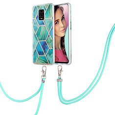 Silicone Candy Rubber Gel Fashionable Pattern Soft Case Cover with Lanyard Strap Y01B for Xiaomi Redmi Note 9 Pro Max Green