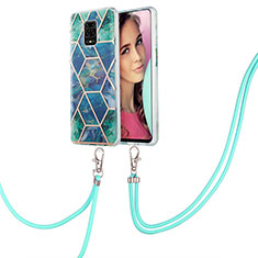 Silicone Candy Rubber Gel Fashionable Pattern Soft Case Cover with Lanyard Strap Y01B for Xiaomi Redmi Note 9 Pro Max Midnight Green