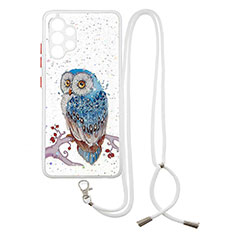 Silicone Candy Rubber Gel Fashionable Pattern Soft Case Cover with Lanyard Strap Y01X for Samsung Galaxy M32 5G Mixed