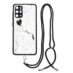 Silicone Candy Rubber Gel Fashionable Pattern Soft Case Cover with Lanyard Strap Y01X for Samsung Galaxy S20 Plus 5G Black
