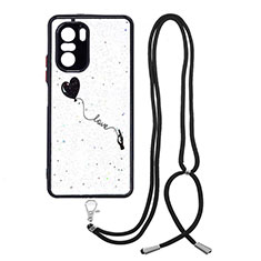 Silicone Candy Rubber Gel Fashionable Pattern Soft Case Cover with Lanyard Strap Y01X for Xiaomi Mi 11X Pro 5G Black