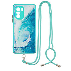 Silicone Candy Rubber Gel Fashionable Pattern Soft Case Cover with Lanyard Strap Y01X for Xiaomi Mi 11X Pro 5G Green