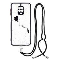Silicone Candy Rubber Gel Fashionable Pattern Soft Case Cover with Lanyard Strap Y01X for Xiaomi Poco M2 Pro Black