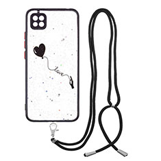 Silicone Candy Rubber Gel Fashionable Pattern Soft Case Cover with Lanyard Strap Y01X for Xiaomi Redmi 10A 4G Black