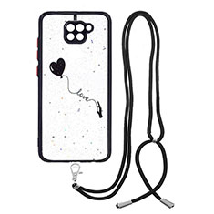 Silicone Candy Rubber Gel Fashionable Pattern Soft Case Cover with Lanyard Strap Y01X for Xiaomi Redmi 10X 4G Black