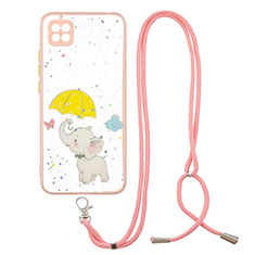 Silicone Candy Rubber Gel Fashionable Pattern Soft Case Cover with Lanyard Strap Y01X for Xiaomi Redmi 9C NFC Yellow
