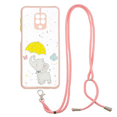 Silicone Candy Rubber Gel Fashionable Pattern Soft Case Cover with Lanyard Strap Y01X for Xiaomi Redmi Note 9 Pro Yellow