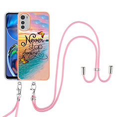 Silicone Candy Rubber Gel Fashionable Pattern Soft Case Cover with Lanyard Strap Y03B for Motorola Moto E32 Mixed