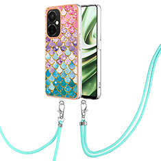 Silicone Candy Rubber Gel Fashionable Pattern Soft Case Cover with Lanyard Strap Y03B for OnePlus Nord CE 3 5G Colorful