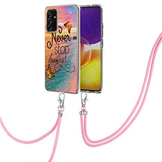 Silicone Candy Rubber Gel Fashionable Pattern Soft Case Cover with Lanyard Strap Y03B for Samsung Galaxy A05s Mixed