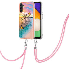 Silicone Candy Rubber Gel Fashionable Pattern Soft Case Cover with Lanyard Strap Y03B for Samsung Galaxy A13 5G Mixed