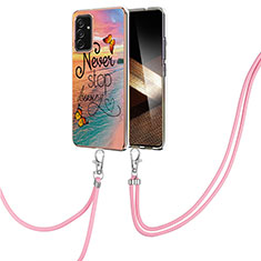 Silicone Candy Rubber Gel Fashionable Pattern Soft Case Cover with Lanyard Strap Y03B for Samsung Galaxy A15 4G Mixed