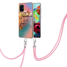 Silicone Candy Rubber Gel Fashionable Pattern Soft Case Cover with Lanyard Strap Y03B for Samsung Galaxy A71 4G A715 Mixed