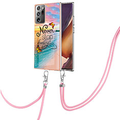 Silicone Candy Rubber Gel Fashionable Pattern Soft Case Cover with Lanyard Strap Y03B for Samsung Galaxy Note 20 Ultra 5G Mixed