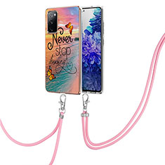 Silicone Candy Rubber Gel Fashionable Pattern Soft Case Cover with Lanyard Strap Y03B for Samsung Galaxy S20 FE 4G Mixed